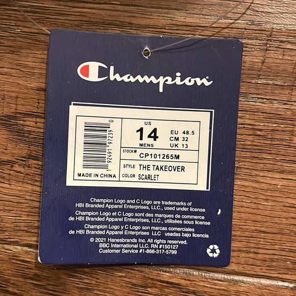 Champion Men’s The Takeover Red Slides Size 14 - Picture 2 of 6